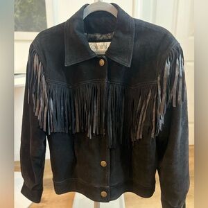 Vintage Black Fringe Suede Jacket